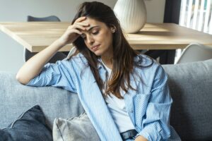 Sad, unhappy. Alone thoughtful young woman, girl expression face